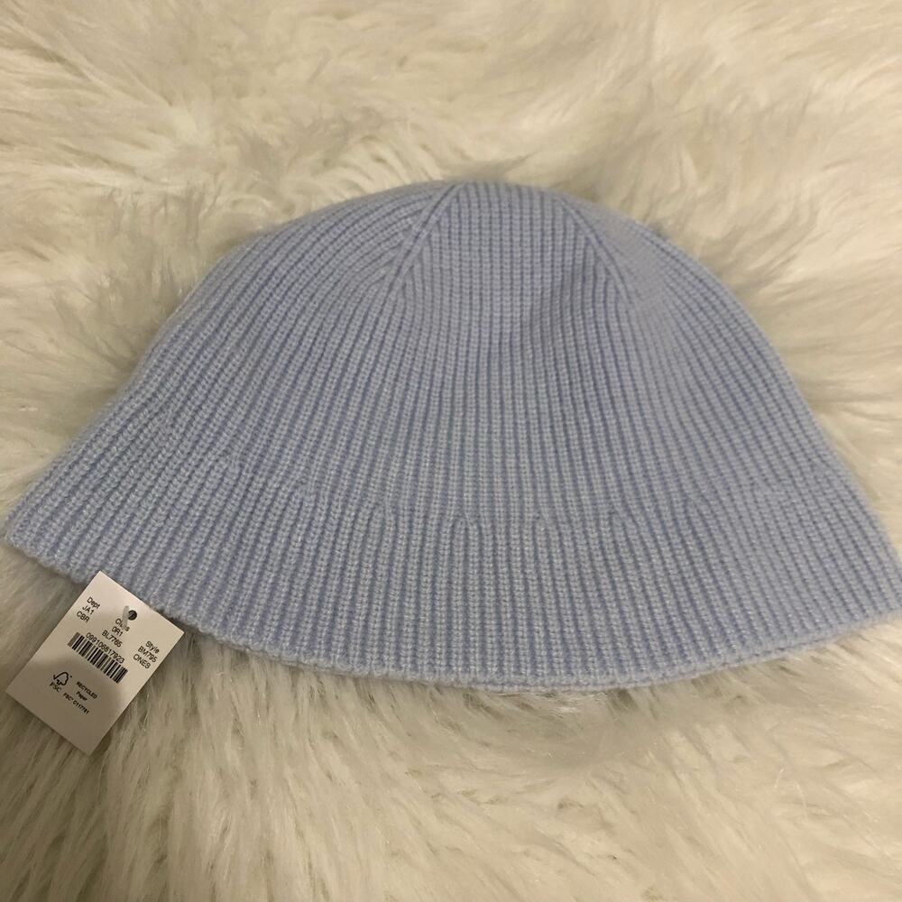 J. Crew‎ Women's Bucket Hat One Size Light Blue Soft Knit Ribbed Hiking NWT